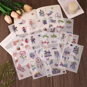 6er-Pack traumhafte Aquarell-Washi-Aufkleber für kreative Journaling- und DIY-Projekte