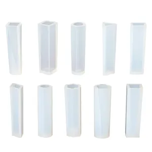 Divers moules longs en silicone géométriques pour bijoux en résine de cristal DIY.