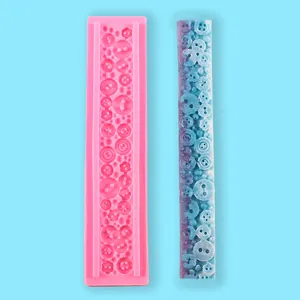 Long strip silicone fondant mold with multi-size button patterns for DIY cake decoration