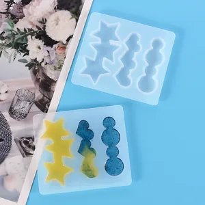 Moules en silicone pour barrettes en résine DIY avec motifs d'étoiles et de cœurs