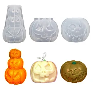 Halloween pumpkin skull silicone molds for DIY scented candles and plaster ornaments