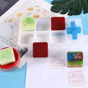 Molde de silicona para sellos de resina DIY con 6 cavidades para sellos creativos.