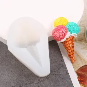 Detailed view of DIY ice cream cone silicone mold with a colorful finished resin model