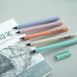 Set of five pastel macaron colored inkless eternal pencils with durable nib detail