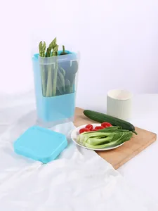 Boîte de conservation verticale bleue transparente pour légumes au réfrigérateur