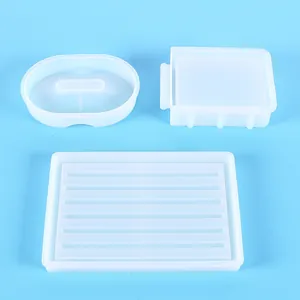 Dreiteiliges weißes Silikon-Set für DIY-Seifenboxen und Abtropfschalen aus Harz