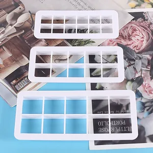 Set of 3 white plastic grid cookie cutters for geometric baking shapes