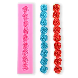Rose flower lace border silicone mold for fondant cake decorating and DIY baking.