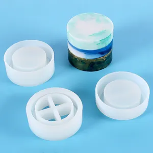 Detailed view of translucent silicone molds for DIY resin storage box with finished sample