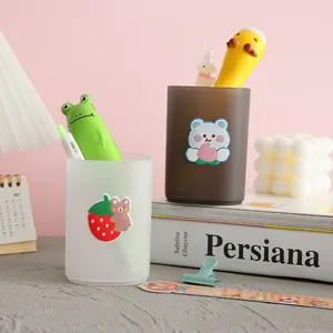 Creative cartoon pencil holders frosted desk organizer for school and office use