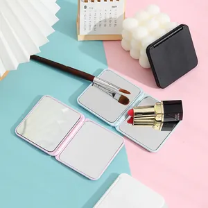 Cute portable candy-colored foldable double-sided makeup mirrors for student travel