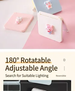 Detail showing the 180-degree reversible cartoon mini makeup mirror for desk use.