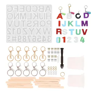 Kit complet de moulage de porte-clés en résine avec lettres, chiffres et accessoires