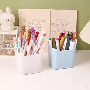 Large capacity desk organizer sets in white and blue showing stationery storage