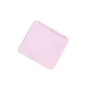 Portable square double-sided makeup mirror in cute candy pink