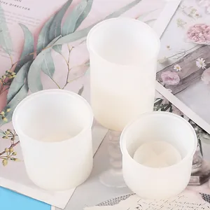 Set of three cylindrical silicone molds for DIY resin candle and aromatherapy holder