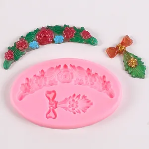 Stampo in silicone per fiori e fiocchi fai-da-te con pezzi decorativi in resina finiti