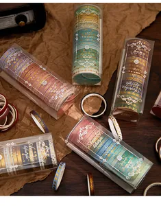 Vintage Aerobic Lifestyle washi tape set with gold foil patterns, 20 rolls for scrapbooking