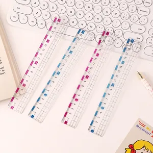 Lot de règles en plastique transparent de 20cm avec bords droits et ondulés pour étudiants