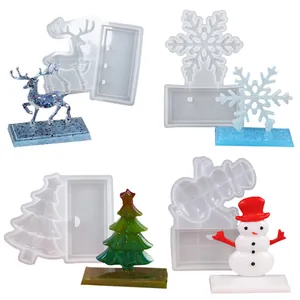 DIY Christmas resin silicone molds for deer, tree, snowman, and snowflake ornaments