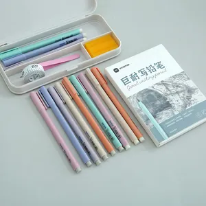 Professional set of everlasting inkless pencils in Morandi colors with white storage box