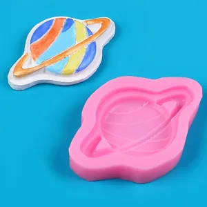 Detailed pink silicone mold for Saturn planet shaped fondant cake and chocolate crafts