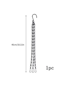 Cadena de metal negro para macetas colgantes con tres clips, 46cm de longitud, 1 pieza