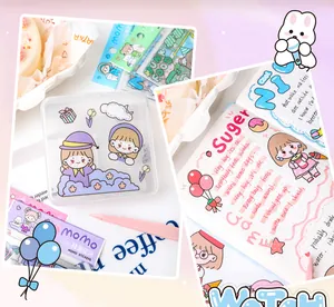 Vue détaillée d'autocollants PET de dessins animés pour journal avec boîte de rangement