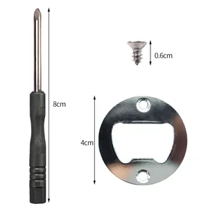 Dimensioni dettagliate per gli accessori apribottiglie inclusi cacciavite e vite