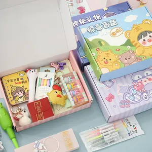 Cute children's stationery surprise gift box set featuring notebooks and pens for school rewards