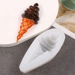Detailed view of DIY silicone ice cream cone mold for mousse cake decorating