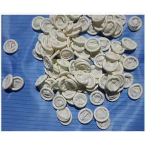 High-quality detailed view of bulk disposable white powder-free latex finger cots