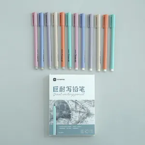 Collection of 12 colorful inkless pencils displayed with their original box packaging