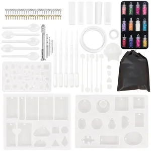 Kit completo da 83 pezzi per resina epossidica fai-da-te con stampi, trapano e paillettes