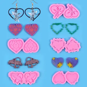 DIY Heart Angel Wings Silicone Mold For Epoxy Resin Casting Jewelry Keychain Pendant Earring Making Cupid Barbed Heart Craft Tool