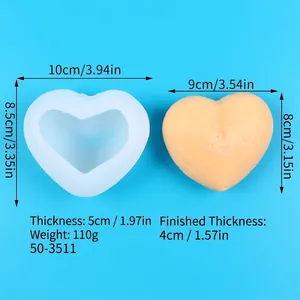 Moule en silicone en forme de cœur avec dimensions pour fabrication de bougies DIY