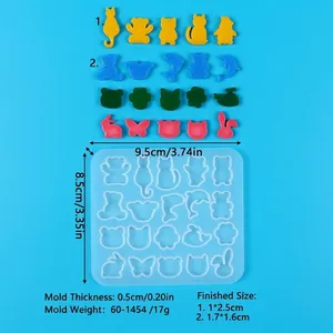 Detailed size specifications for mini animal silicone mold for DIY earring pendants
