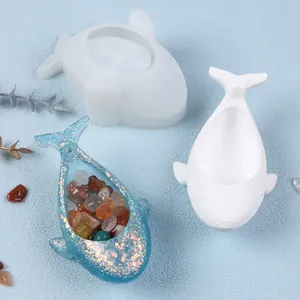 Moule en silicone en forme de baleine pour plateaux en résine et bougeoirs DIY