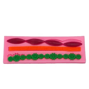 Long Strip Silicone Cake Mold For Fondant Lace Border Baking Daisy Flower Wave Pattern Silicone Decorative Border Mold
