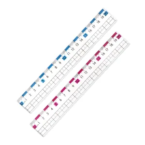 Ensemble de deux règles transparentes de 20 cm avec bords ondulés et quadrillage pour élèves