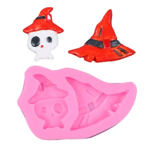 Halloween skull and witch hat silicone mold for DIY cake topper and candy decorating