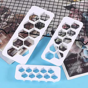 Set of 3 hexagonal honeycomb geometric plastic cookie cutters for DIY baking and cake decorating