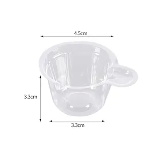 Detailed dimensional view of a transparent plastic mixing cup for DIY resin jewelry crafts