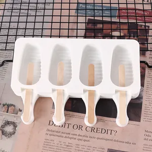 Detail view of 4-cavity white silicone popsicle mold with wooden sticks