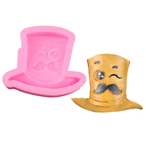 Siliconen mal in de vorm van een herenhoed met snor voor DIY taartdecoratie voor Vaderdag