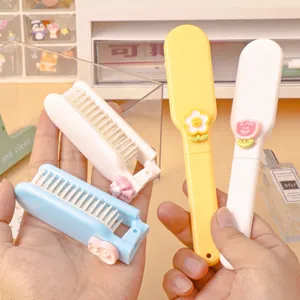 Cartoon Mini Folding Comb Portable Hair Brush For Students Girls Small Massage Detangling Comb Plastic Resin Cute Travel Accessories