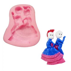 Silicone mold for dancing couple figurines, ideal for cake decorating and plaster crafts