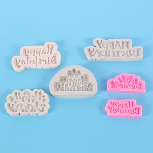 Set van diverse Happy Birthday siliconen mallen voor mooie creatieve taartdecoraties