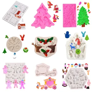 Christmas Santa Claus Elk Tree Silicone Mold DIY 3D Baking Tool For Chocolate Cake Gingerbread Man Cookie Decoration