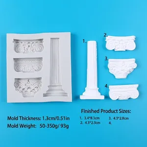 Molde silicona columna romana con relieve para decoración de pasteles y chocolate